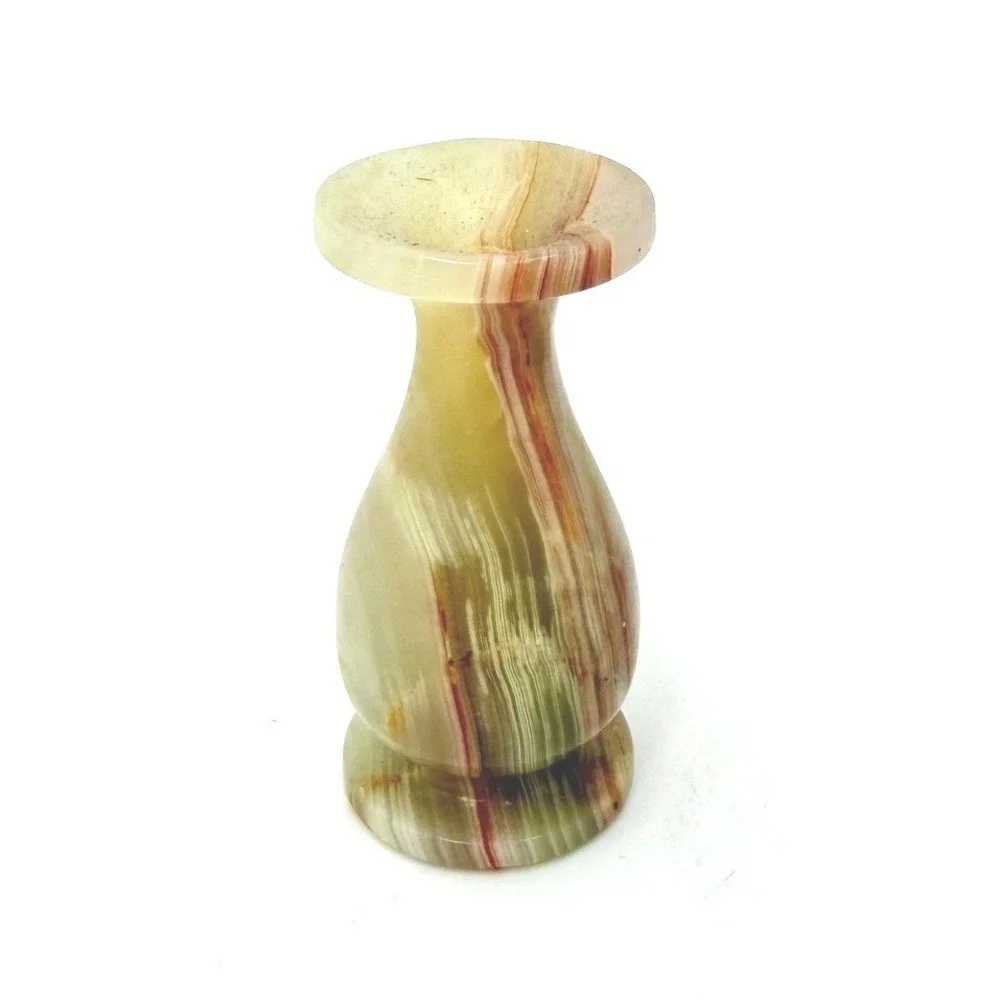 Vintage Miniature Earth Tones Onyx Stone Bud Vase Polished‎ Marble Decor